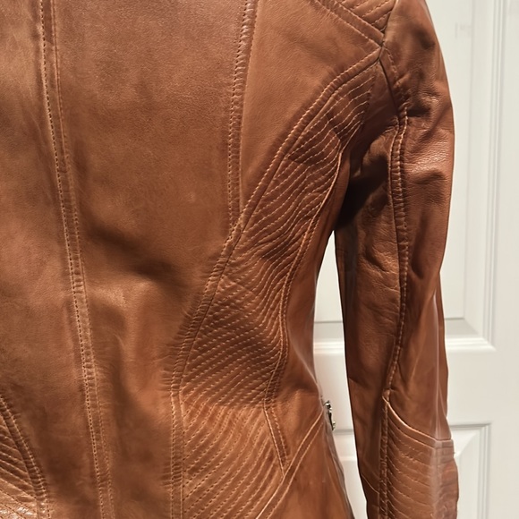 Camel coloured leather jacket - Picture 3 of 5